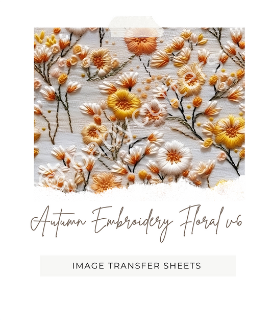 Autumn Embroidery Floral v6 - Image Transfer Paper