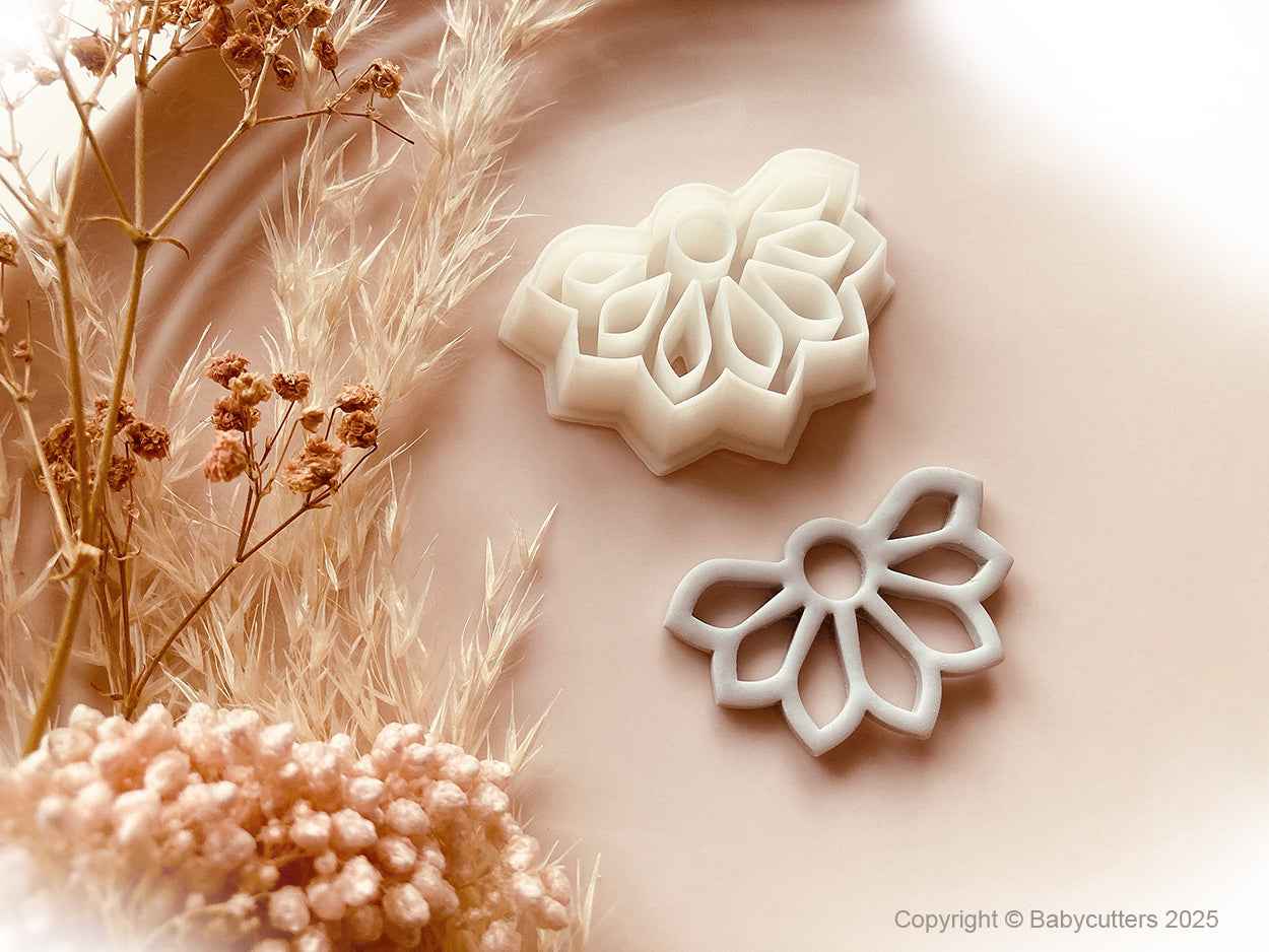 Half Flower with Hole Pattern Cutter Shape 28mm by Height - Polymer Clay Cutter Tools