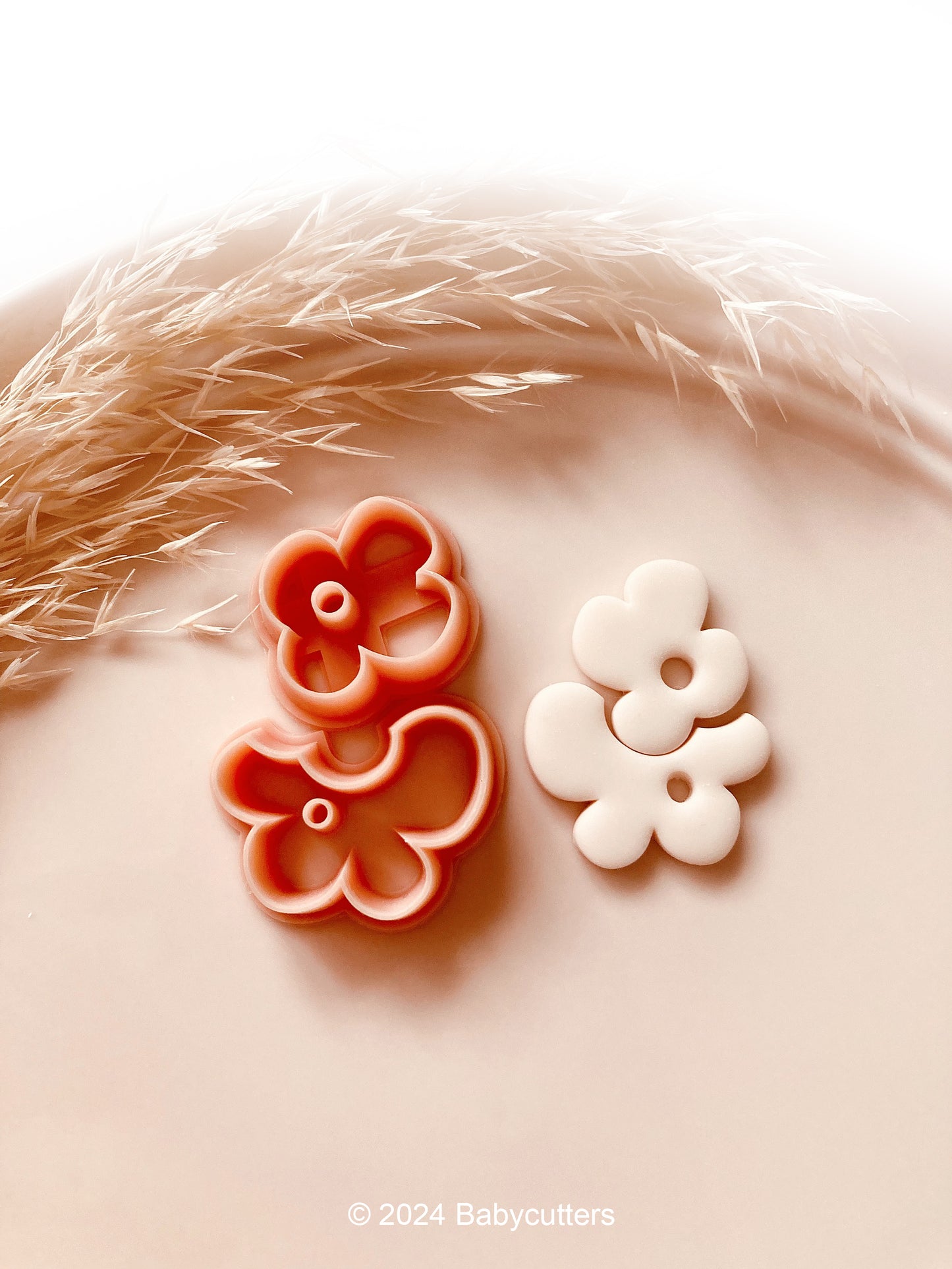 Cute Abstract Flower Cutter Set of 2 - Polymer Clay Jewellery Cutter - 33mm by Height