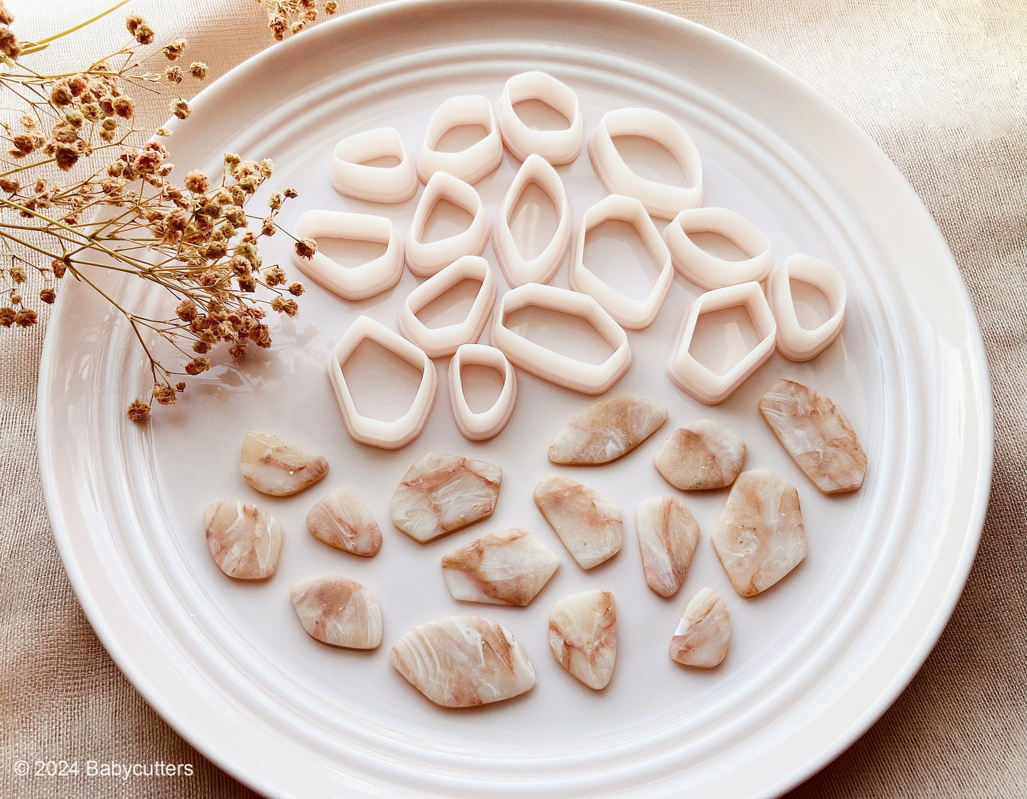 V2 Natural Gemstone Shape Cutters Set of 15 - Polymer Clay Jewellery Cutter