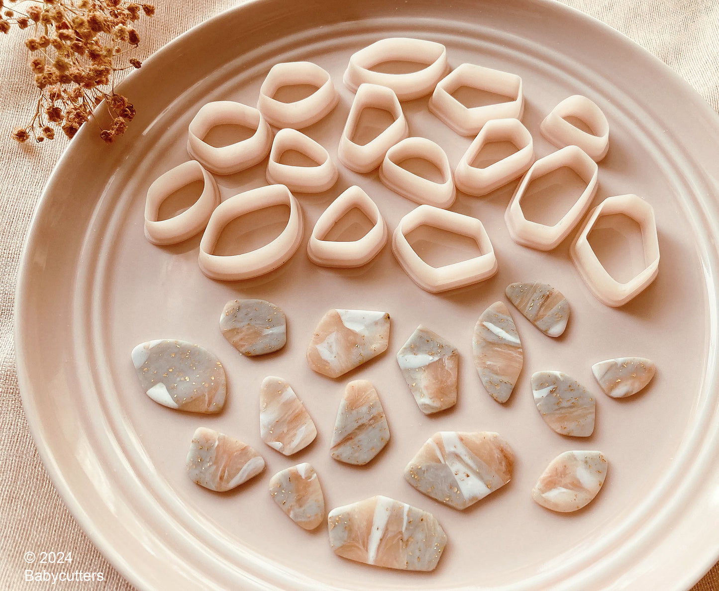 V2 Natural Gemstone Shape Cutters Set of 15 - Polymer Clay Jewellery Cutter
