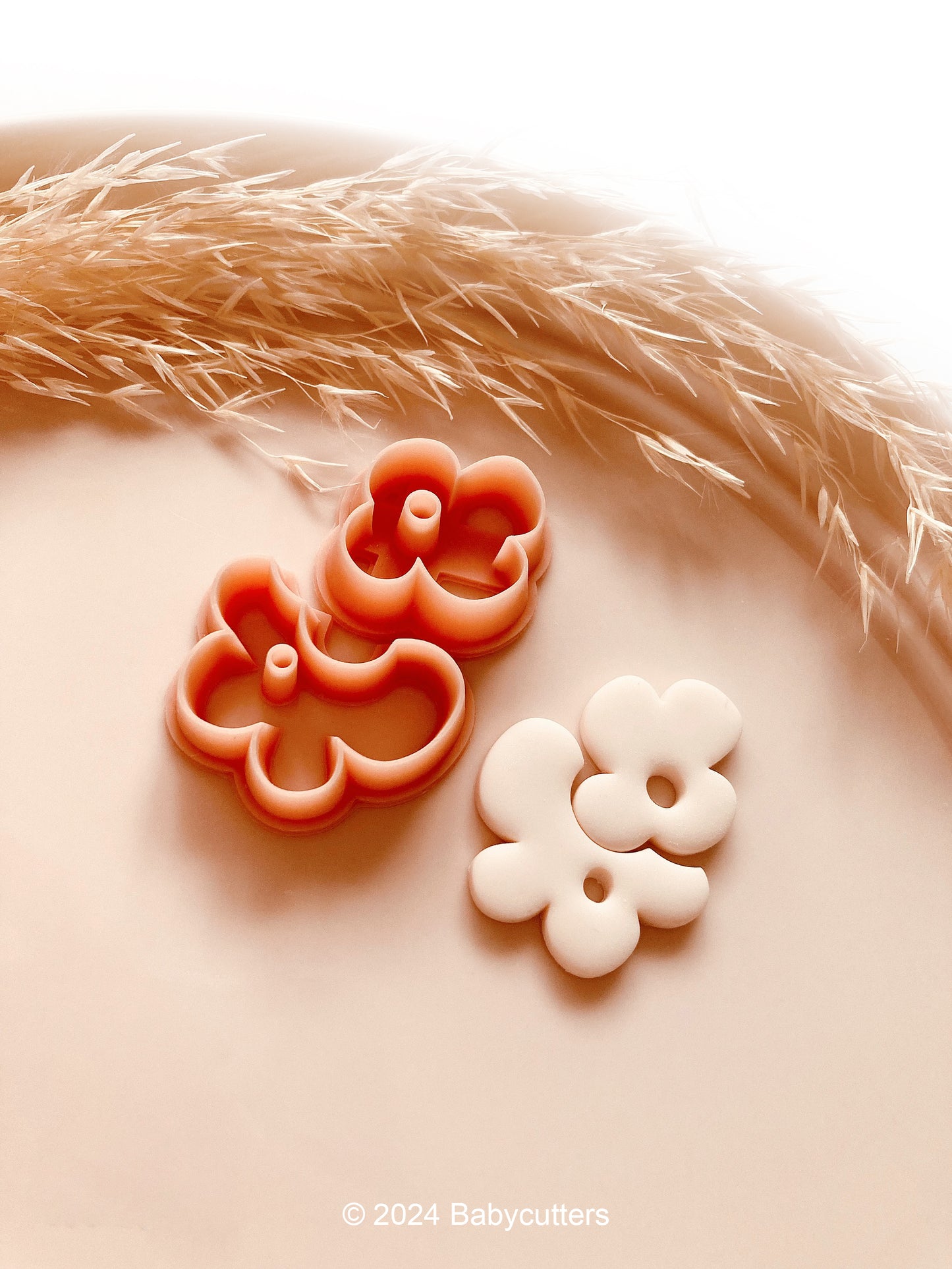 Cute Abstract Flower Cutter Set of 2 - Polymer Clay Jewellery Cutter - 33mm by Height