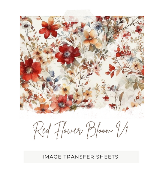 Red Floral Bloom v1 - Image Transfer Paper