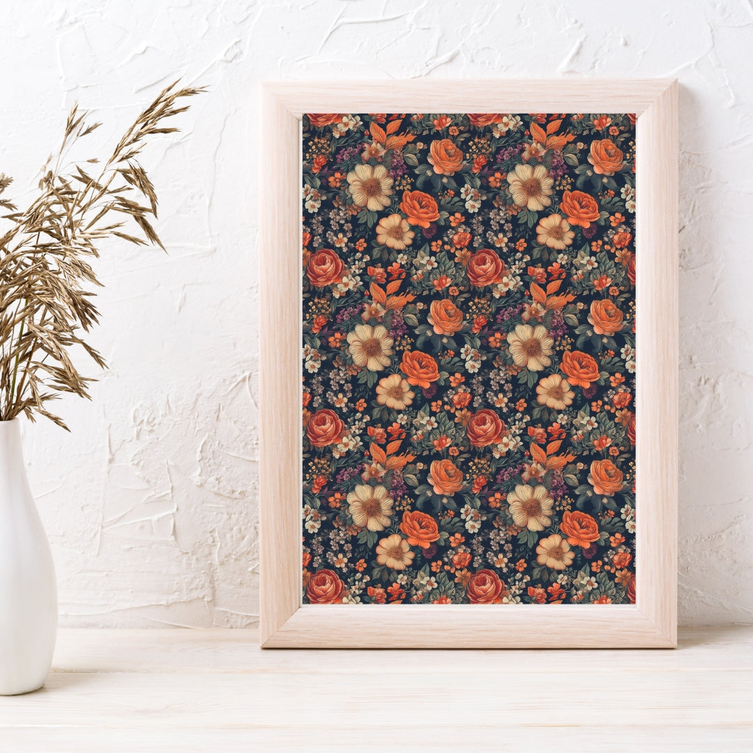 Orange Purple Floral Art - Image Transfer Paper