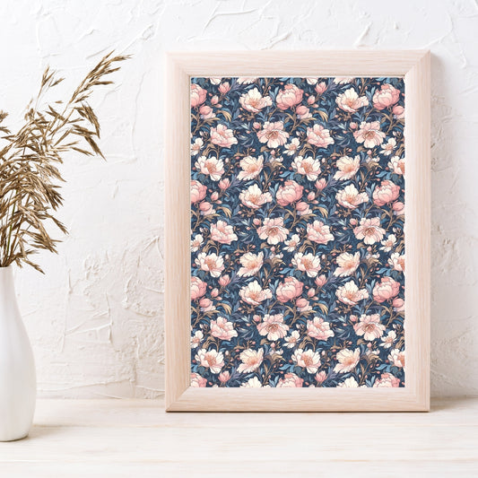 Soft Pink Blue Floral Art- Image Transfer Paper