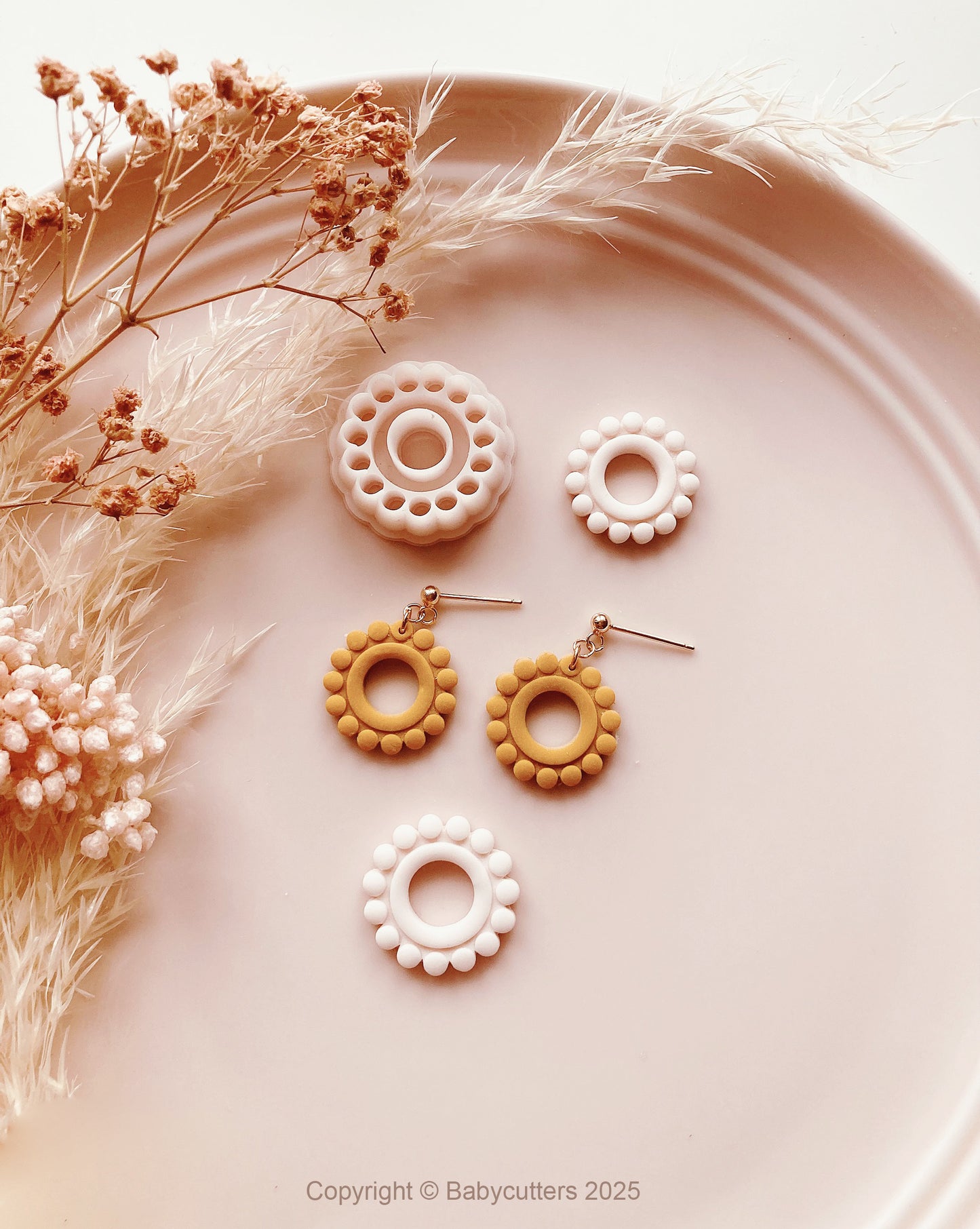 Round Circle Boho Pattern Cutter Shape with Hole - Polymer Clay Cutter Tools