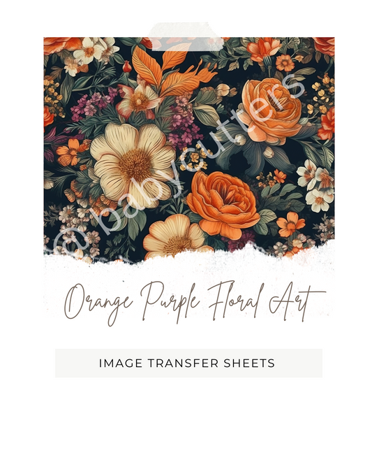 Orange Purple Floral Art - Image Transfer Paper