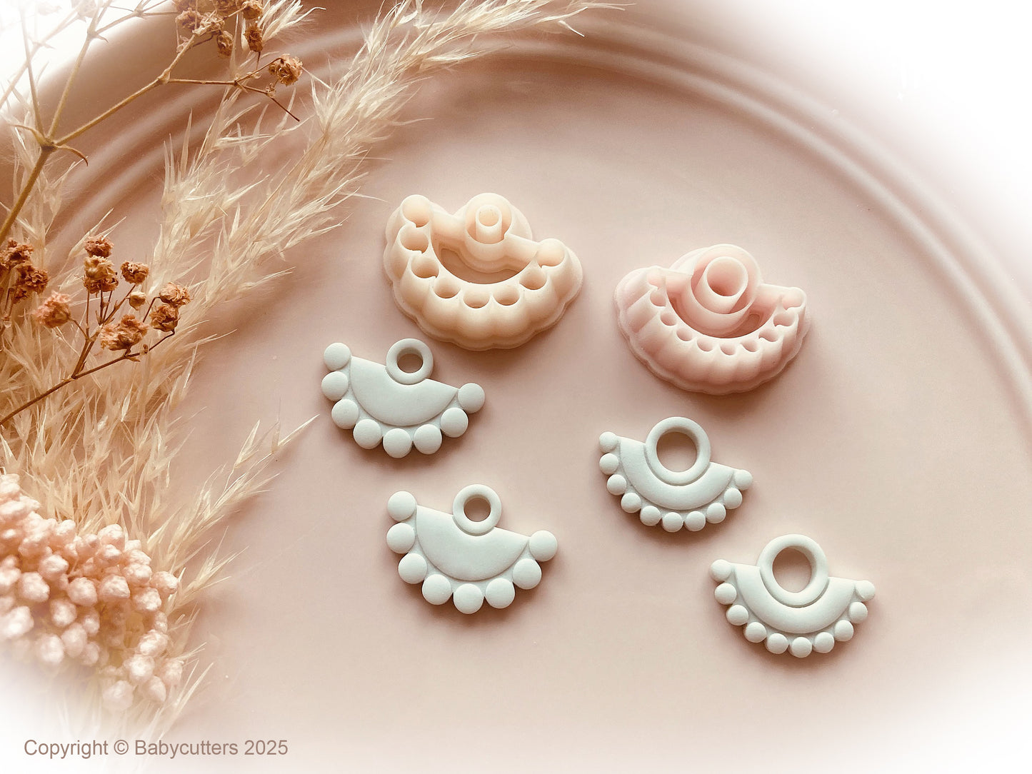 Rounded Circle Boho Pattern Cutter Shape with Hole - Polymer Clay Cutter Tools