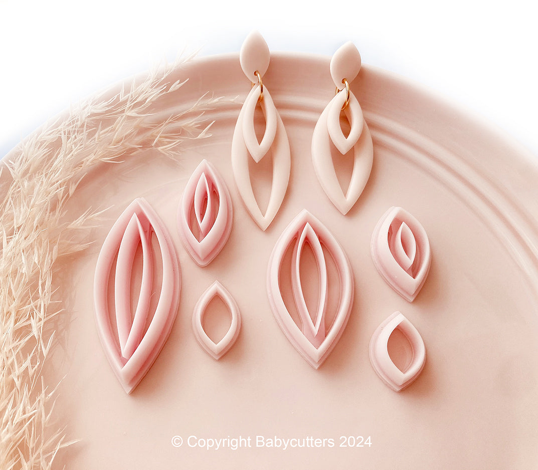 Oval Dangle Cutter Shape - 3 Cutter Set - Polymer Clay Cutter Tools - Long or Short Version