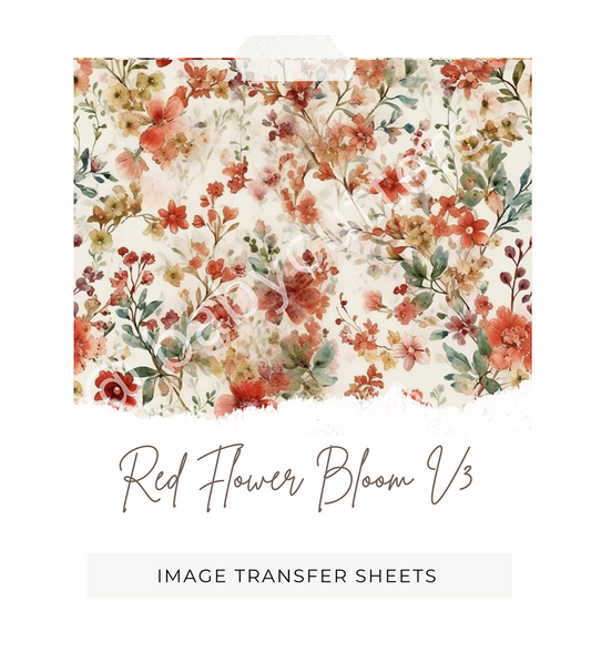 Red Floral Bloom v3 - Image Transfer Paper