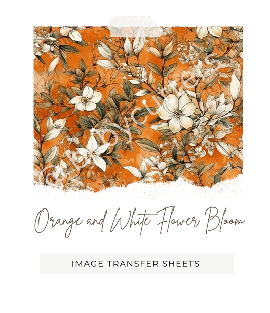 Orange and White Flower Bloom -  Image Transfer Paper