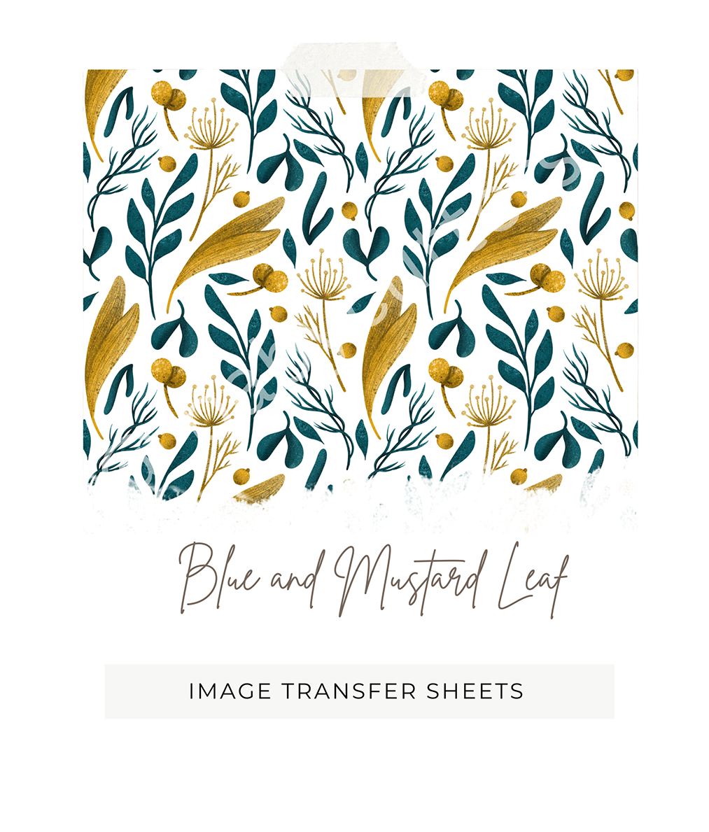 Blue and Mustard Leaf -  Image Transfer Paper
