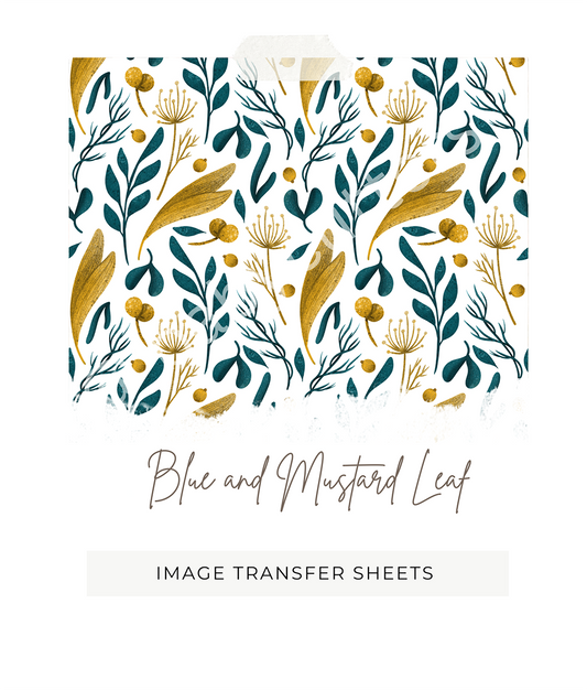 Blue and Mustard Leaf -  Image Transfer Paper