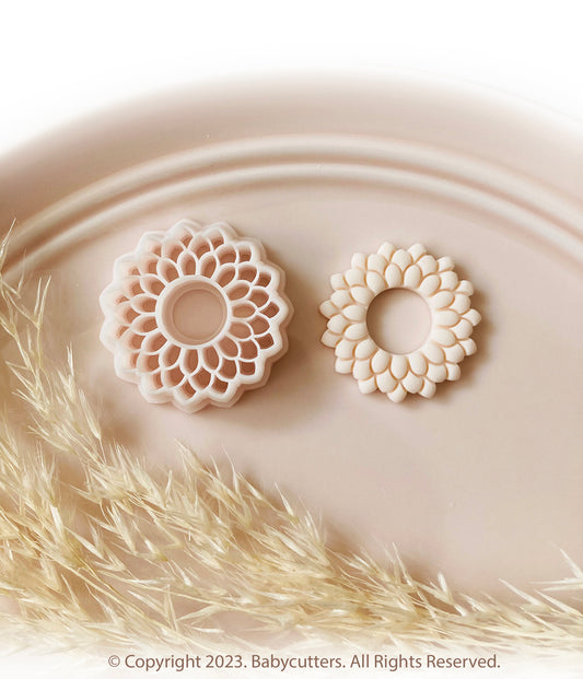 Sunflower with Circle Hole Flower Shape Polymer Clay Cutter