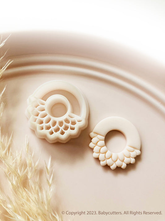 Half Sunflower with Circle Hole Flower Shape Polymer Clay Cutter