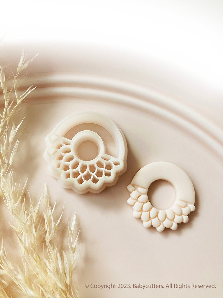 Half Sunflower with Circle Hole Flower Shape Polymer Clay Cutter