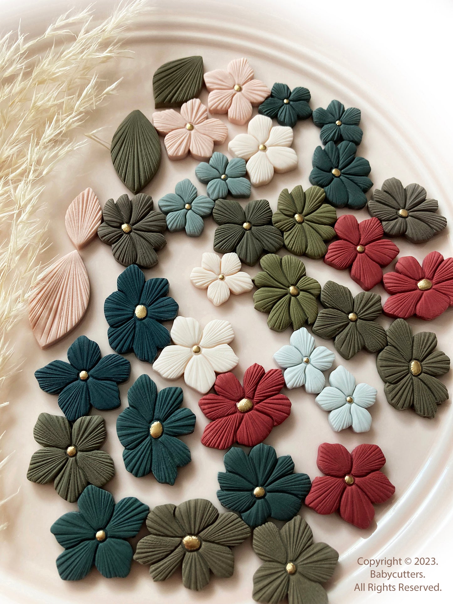 3 Small Little Flower Shape & Flower Line Roller Polymer Clay Cutter