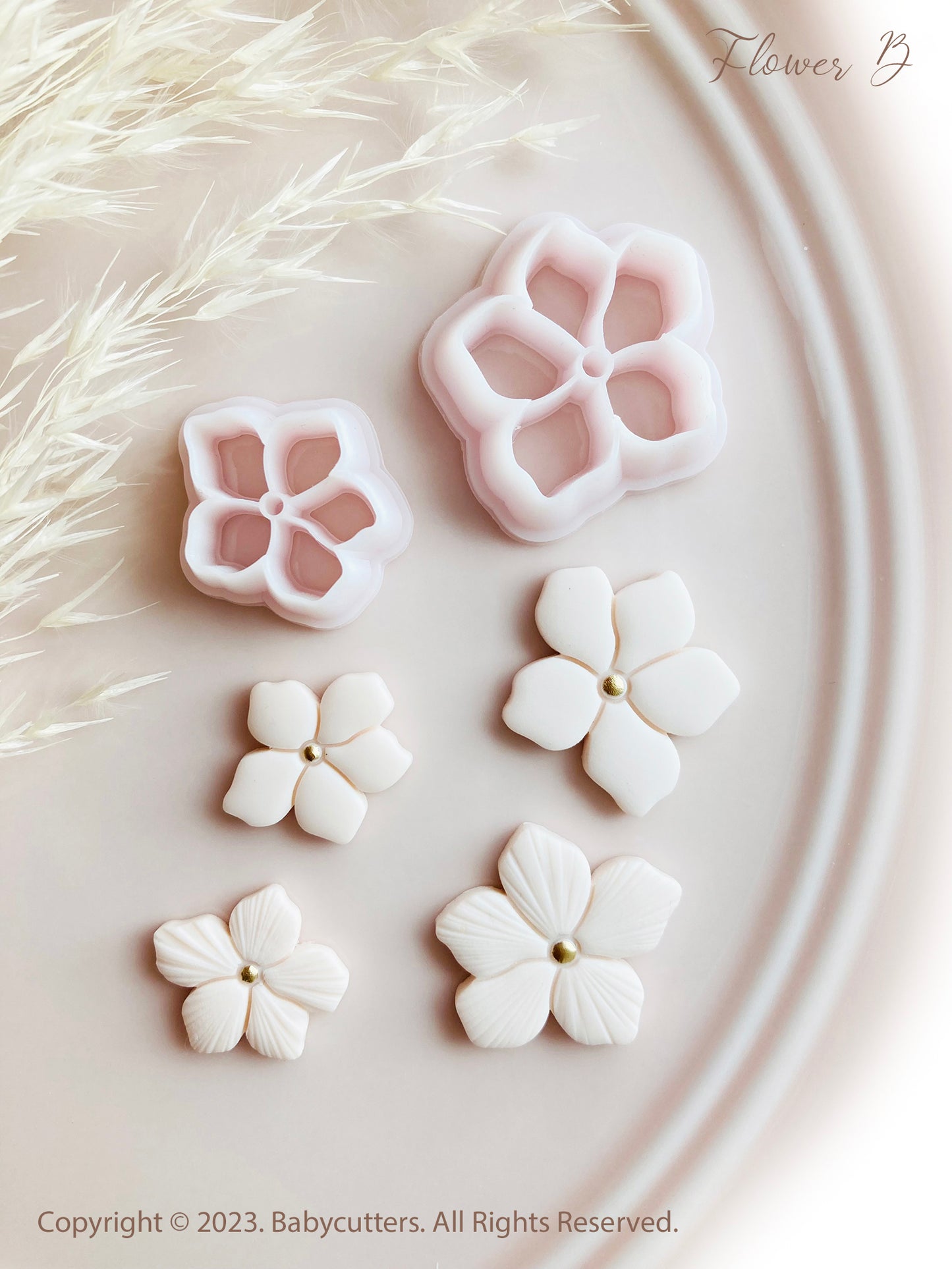 3 Small Little Flower Shape & Flower Line Roller Polymer Clay Cutter