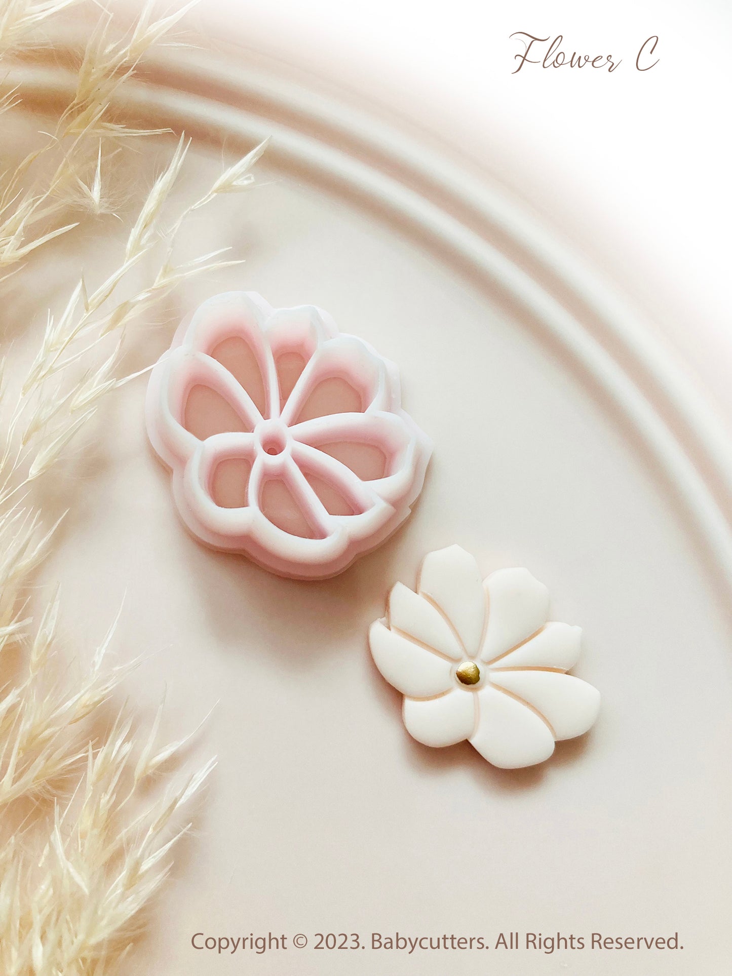 3 Small Little Flower Shape & Flower Line Roller Polymer Clay Cutter
