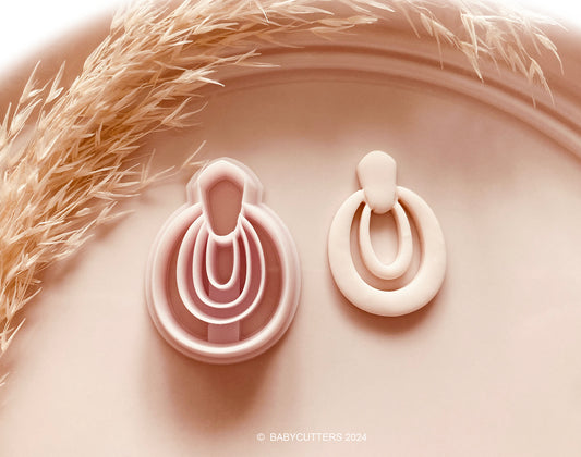 Abstract Oval Shape with long Oval Hole Polymer Clay Jewellery Cutter 35mm height - Polymer Clay Tools