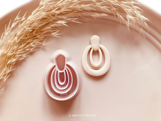 Abstract Oval Shape with long Oval Hole Polymer Clay Jewellery Cutter 35mm height - Polymer Clay Tools