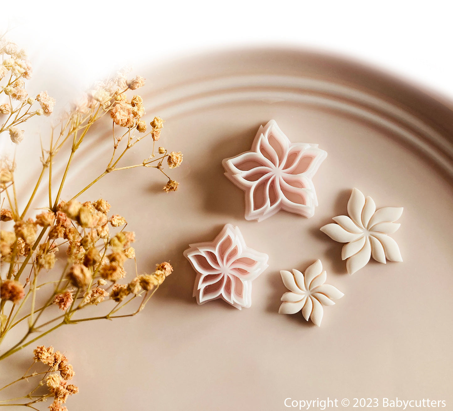 Snowflake Swirl Flower Polymer Clay Cutter - Polymer clay Tools - Embossed