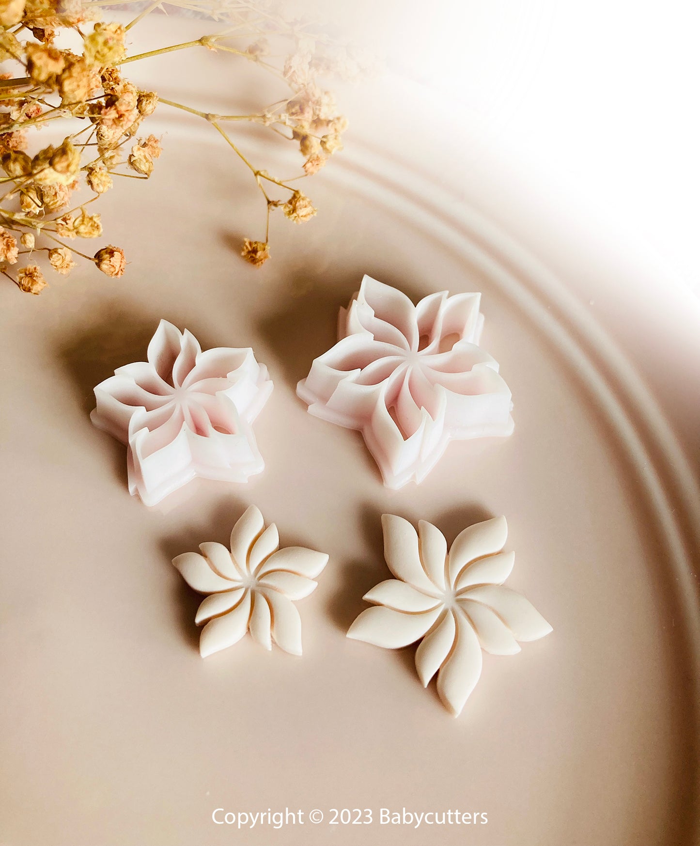 Snowflake Swirl Flower Polymer Clay Cutter - Polymer clay Tools - Embossed