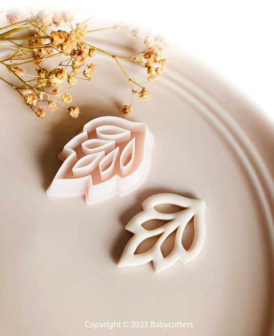 Long Embossed Autumn Leaf Shape with Hole - Polymer Clay Cutter - Polymer Clay Tools - 40mm by Height