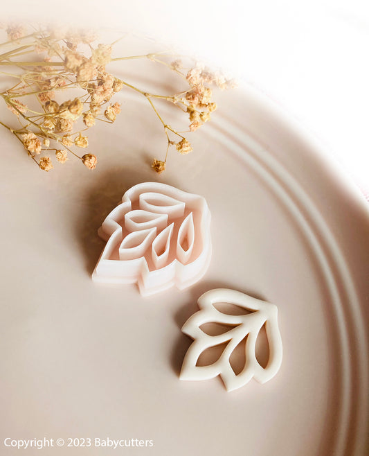 Short Embossed Autumn Leaf Shape with Hole - Polymer Clay Cutter - Polymer Clay Tools - 30mm by Height