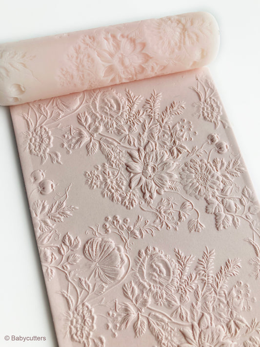 Beautiful Elegant Flower Bunch - Texture Roller Polymer Clay Stamps
