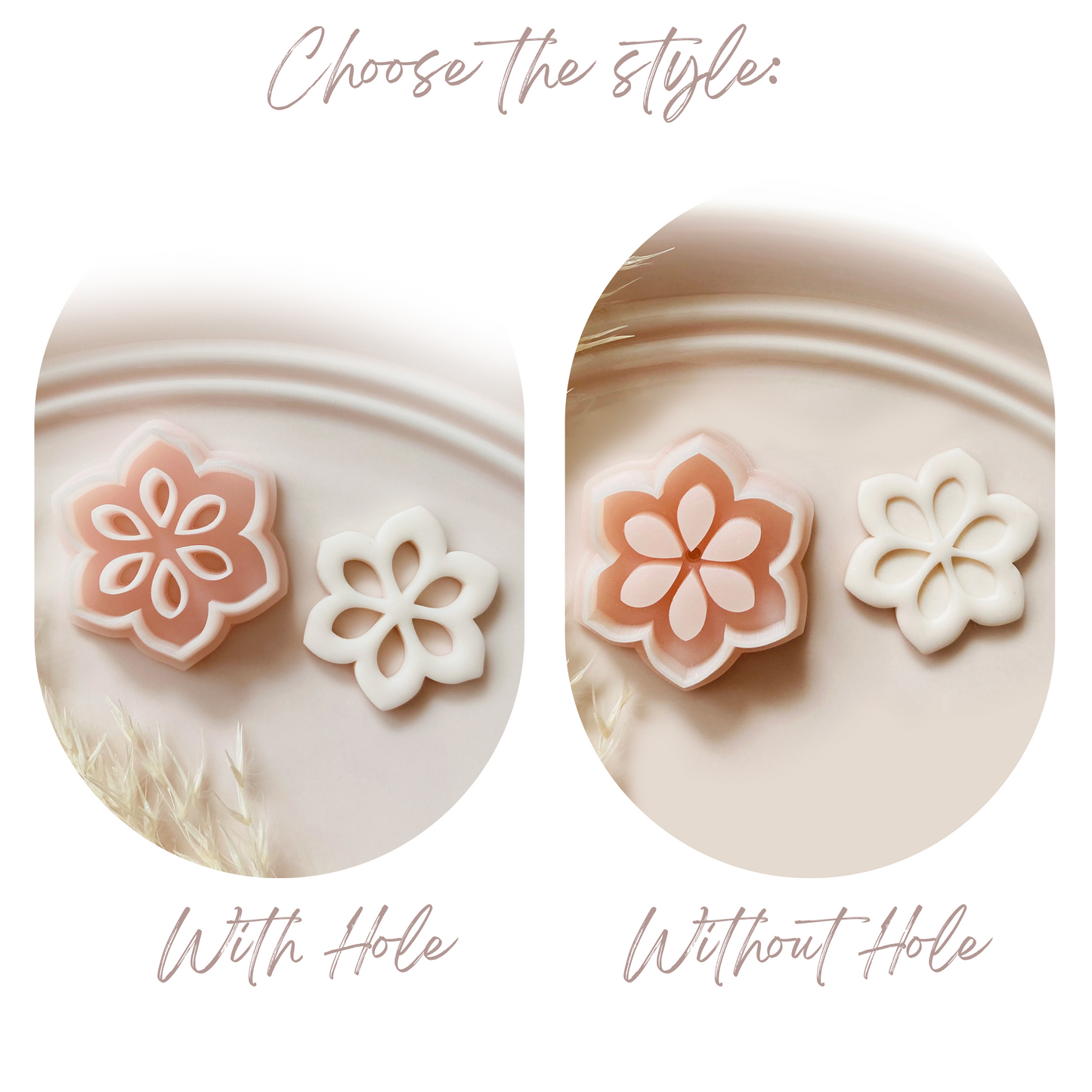 Abstract Flower with Hole Flower Shape Polymer Clay Cutter
