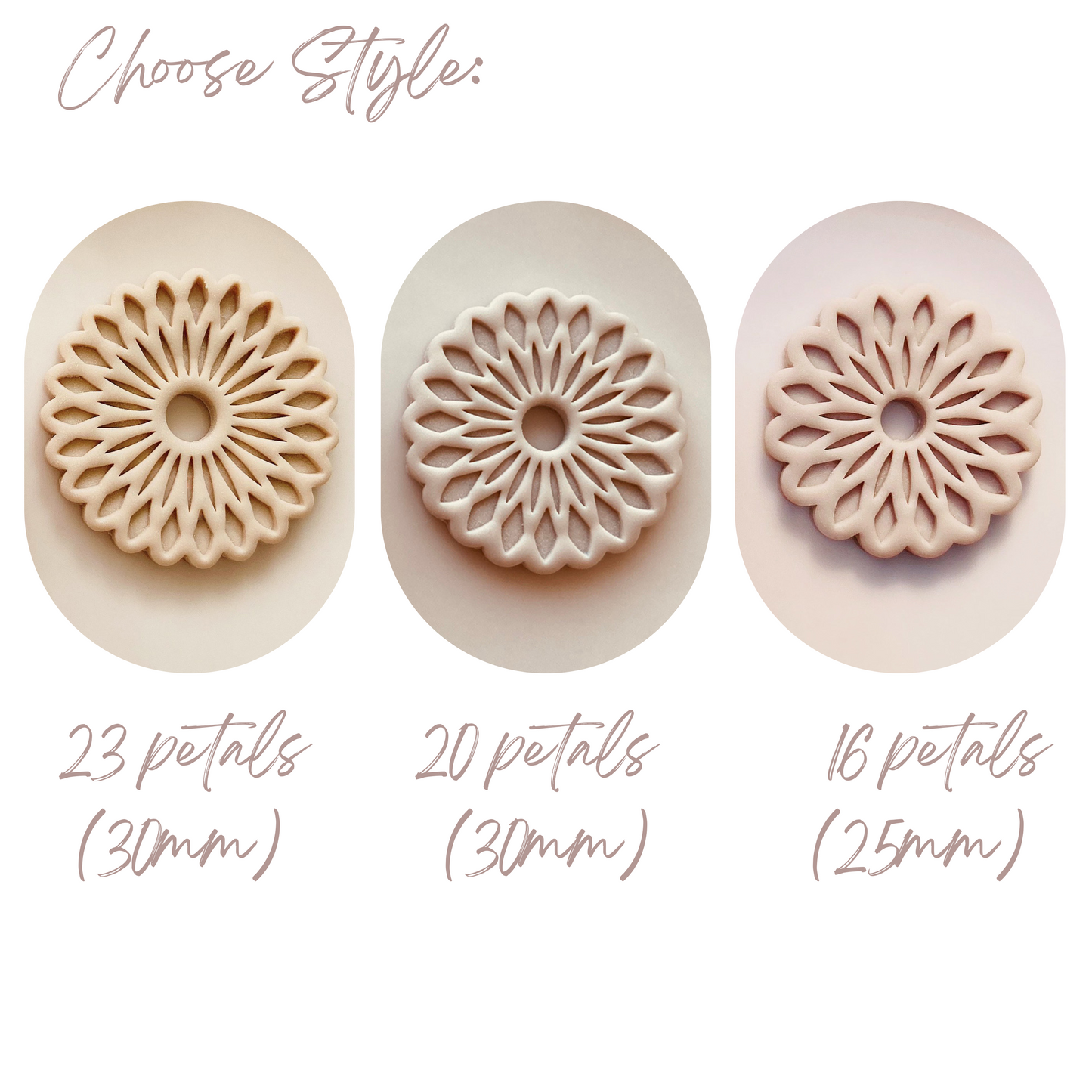 16/20/23 Petal Embossed Flower Shape Polymer Clay Jewellery Cutter