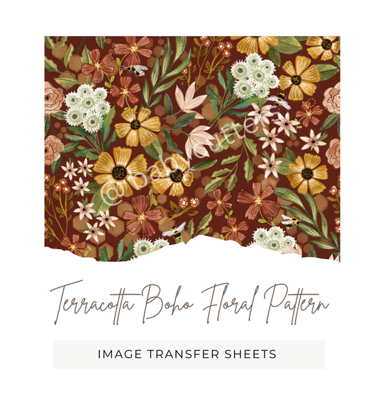 Terracotta Boho Floral Pattern - Image Transfer Paper