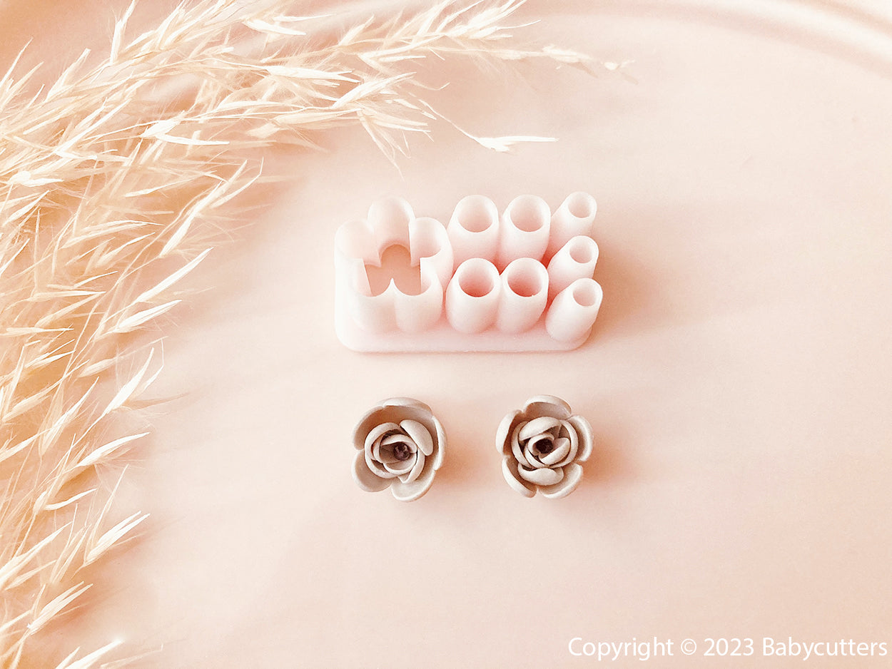Rose Flower v2 Micro Cluster Cutter Polymer Clay Cutter Set - Polymer Clay Tools