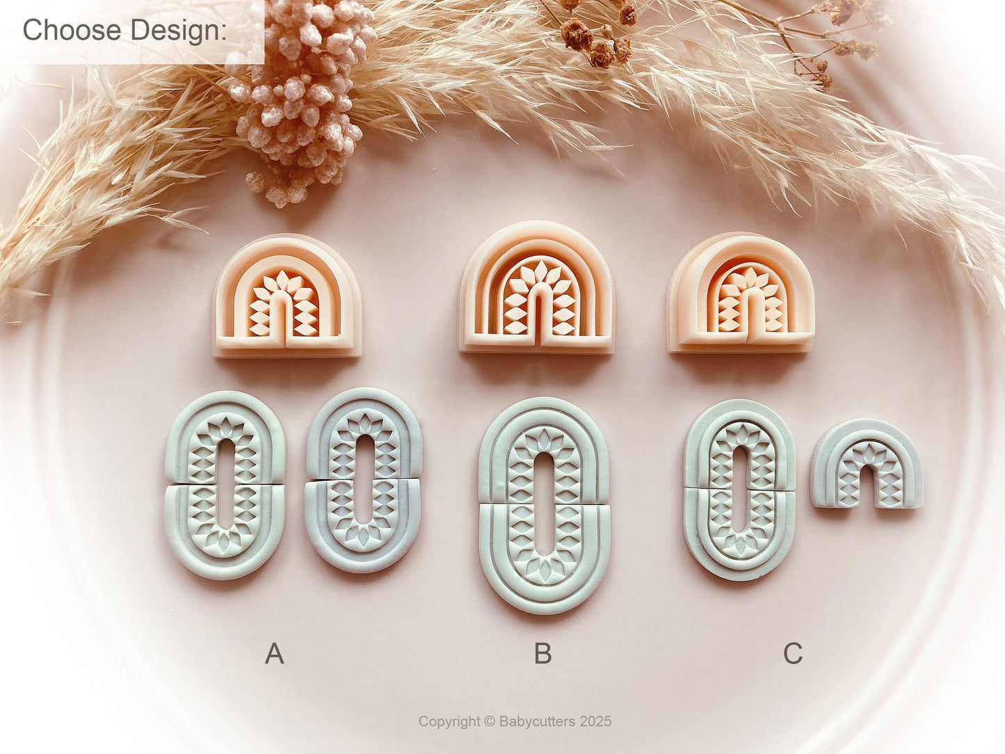 Round Arch Boho Pattern Cutter Shape Choose Design - Polymer Clay Cutter Tools