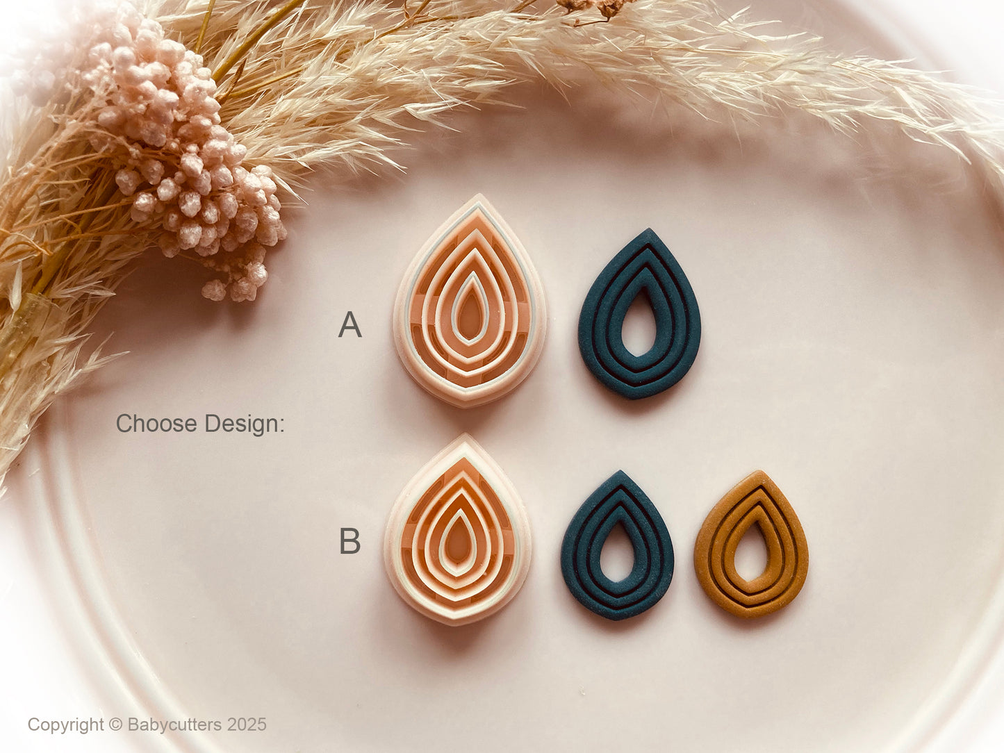 Boho Teardrop Shape with Border Line Pattern Cutter Shape - Polymer Clay Cutter Tools