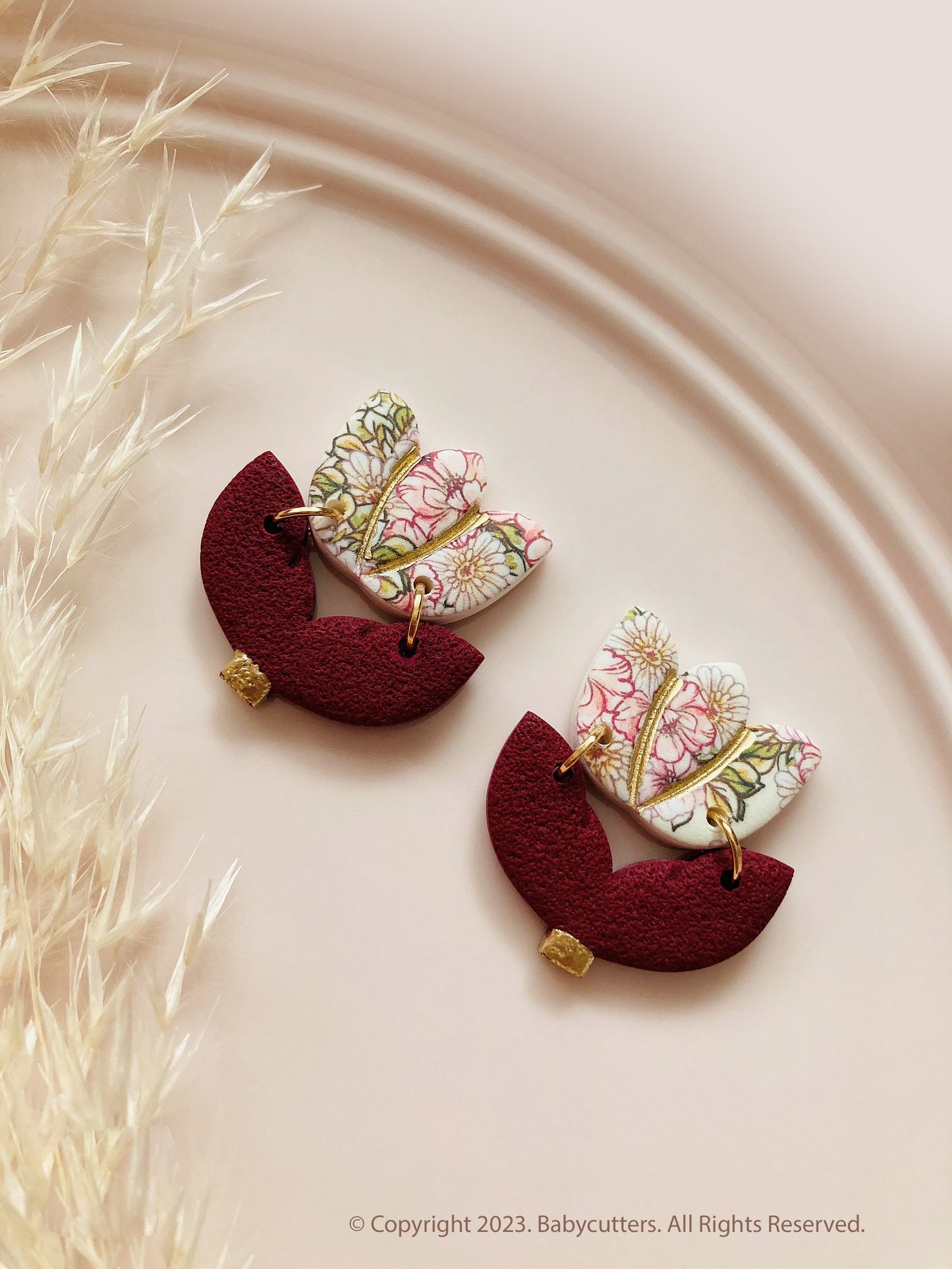 Tulip Flower and Leaf Set Embossed Spring Polymer Clay Cutter