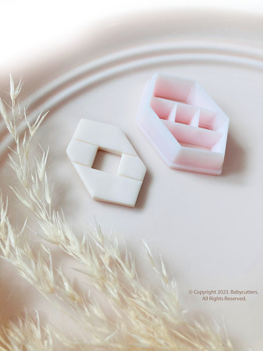 Long Hexagon Donut Shape Polymer Clay Cutter