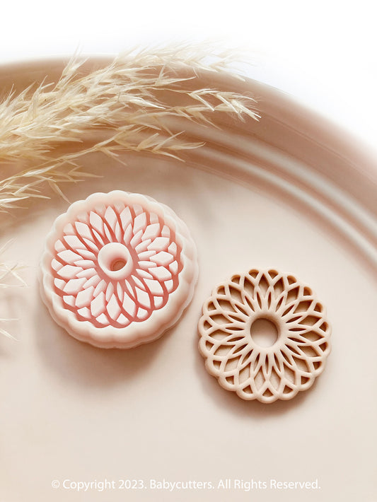 30mm - Dahlia Flower Petal Embossed Shape Polymer Clay Jewellery Cutter