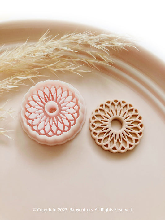 30mm - Dahlia Flower Petal Embossed Shape Polymer Clay Jewellery Cutter