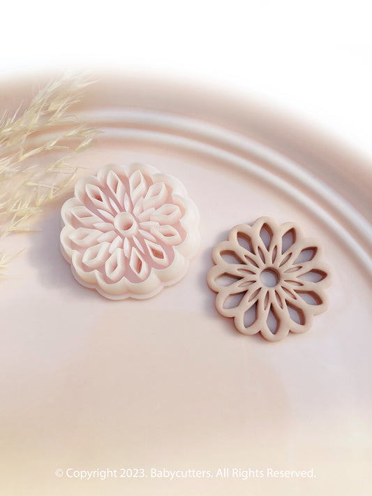 30mm - 12 Petal Flower Shape with Diamond Hole Polymer Clay Jewellery Cutter