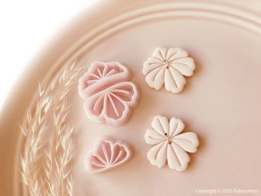 Cute Debossed Flower Shape Polymer Clay Cutter Set - Polymer clay Tools