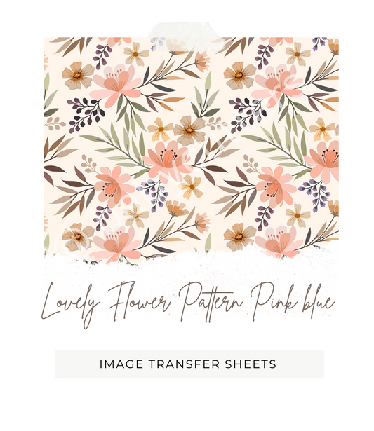 Lovely Flower Pattern Pink and Blue - Image Transfer Paper