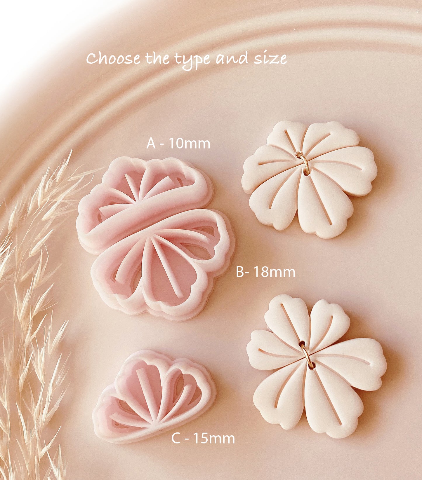 Cute Debossed Flower Shape Polymer Clay Cutter Set - Polymer clay Tools