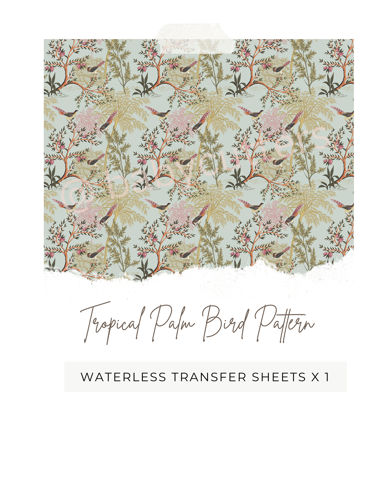 Tropical Palm Bird Pattern - Image Transfer Paper