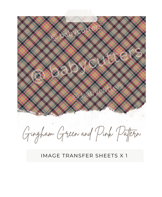 Gingham Green & Pink Pattern - Image Transfer Paper