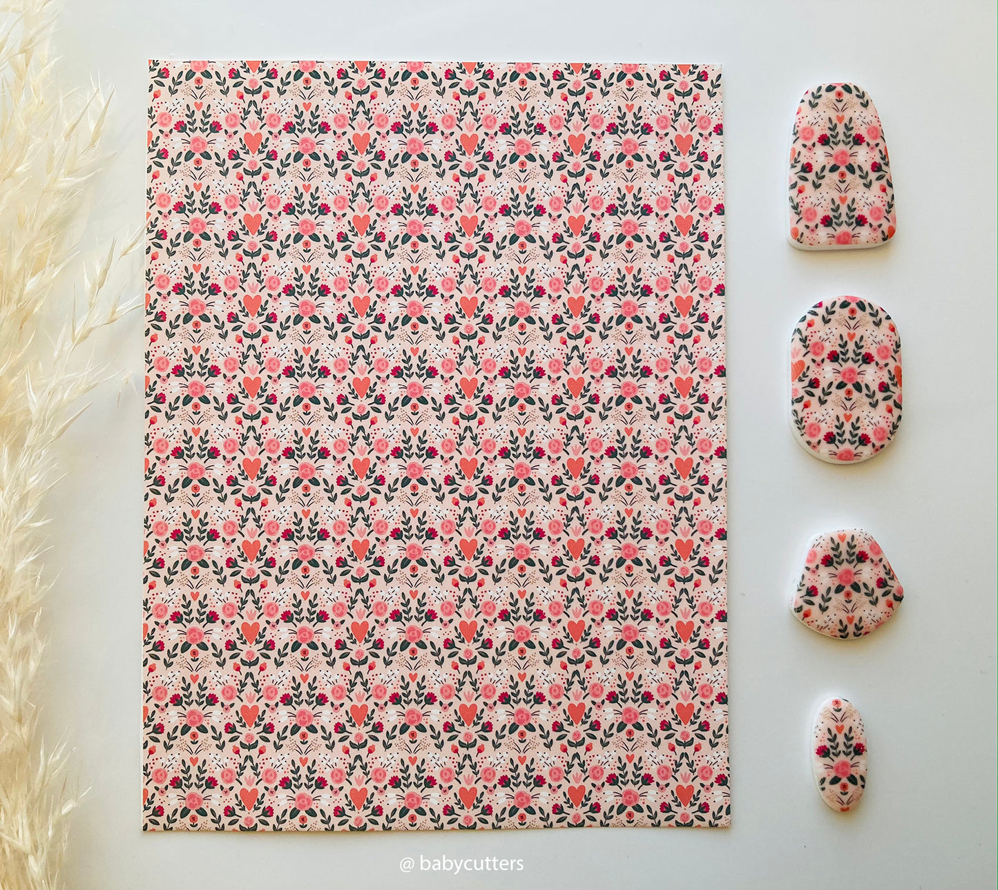 Red Rose and Hearts - Image Transfer Paper