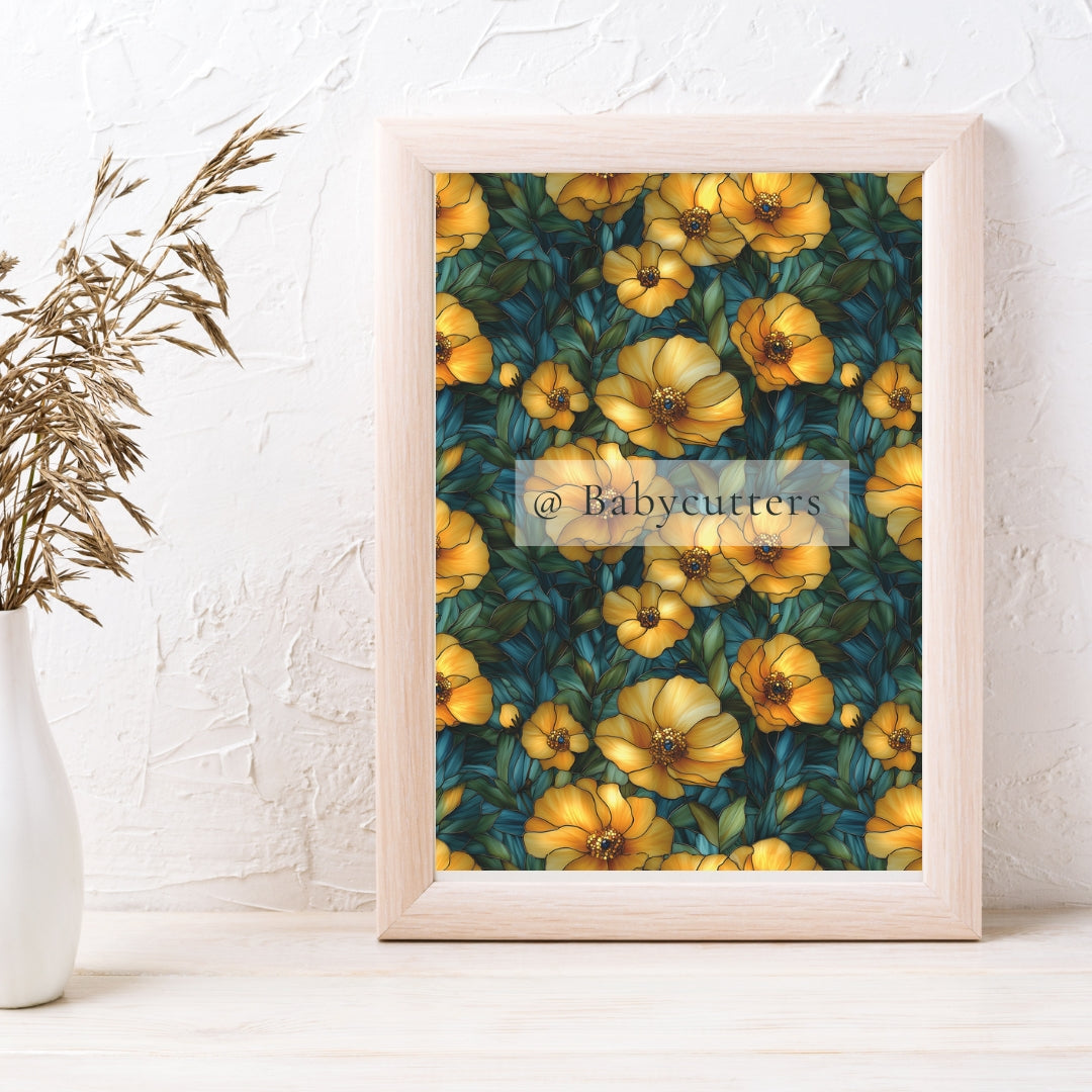 Stained Glass Floral Pattern 6 - Image Transfer Paper