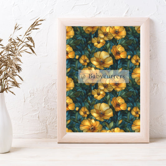 Stained Glass Floral Pattern 6 - Image Transfer Paper