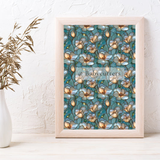 Stained Glass Floral Pattern 7 - Image Transfer Paper